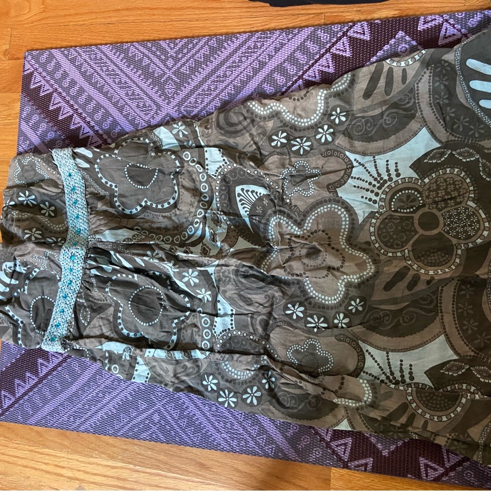 Mandee Teal and Brown Patterned Dress